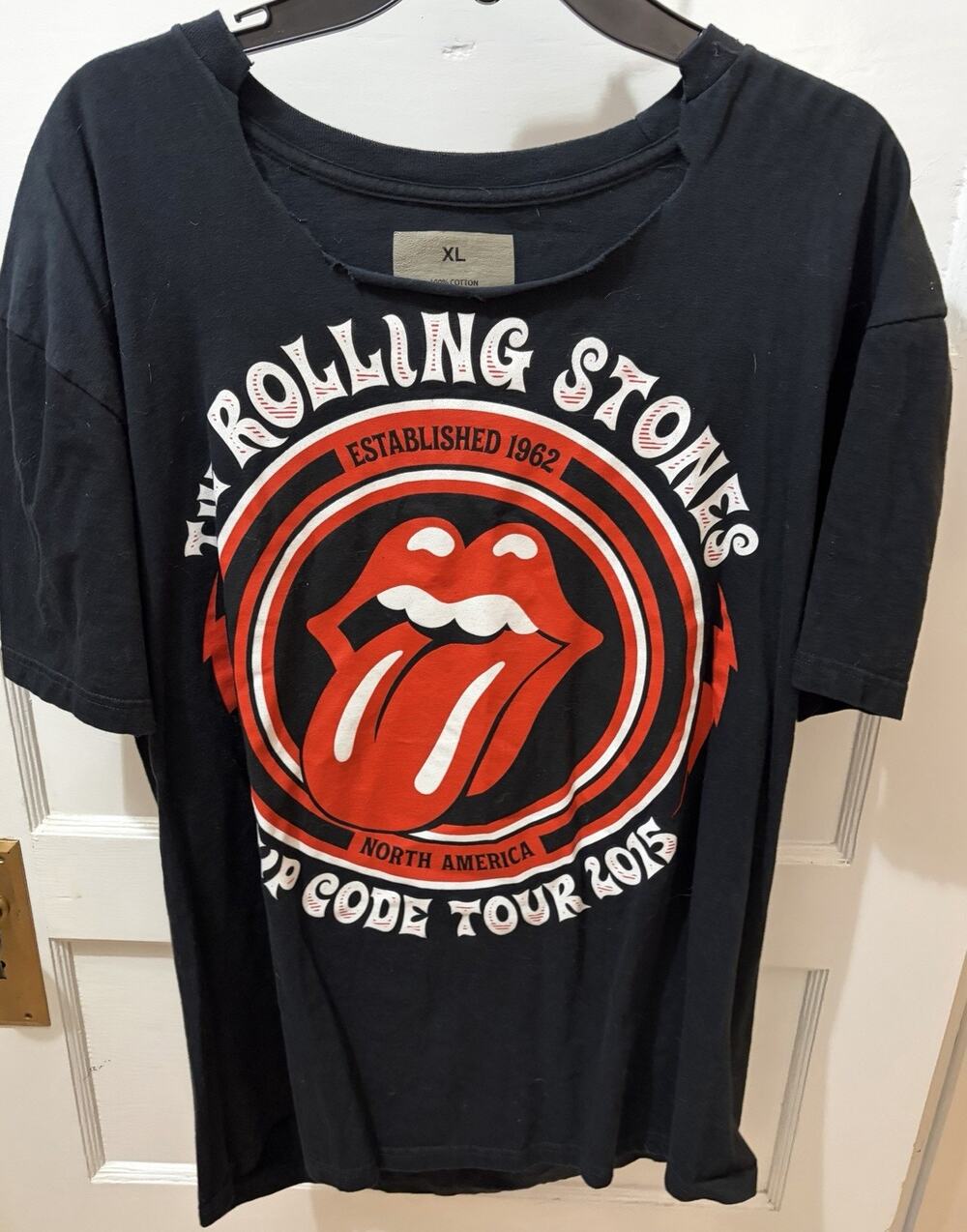 Rolling Stones 2015 Zip Code Tour Women's XL Black T-Shirt